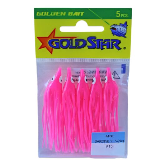 Gold Star Squid #20 Mini Sardine 2-1/4", Hot Pink F15