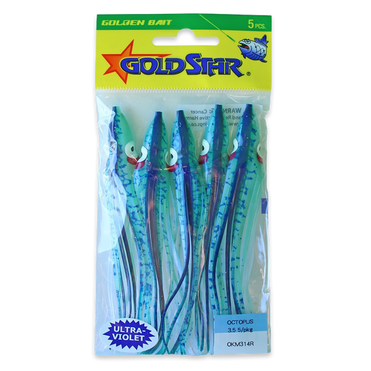 Gold Star Squid #35 Octopus 4-1/4", UV Blue Pearl Spatterback OKM314R