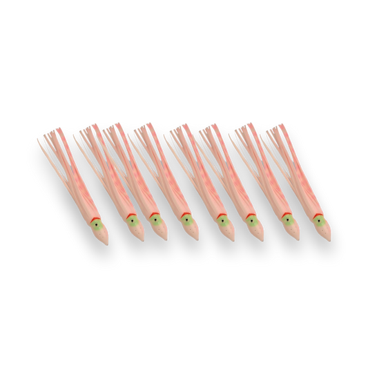 P-Line Sunrise Squid 2.5" 8-pack White Body Pink Stripes