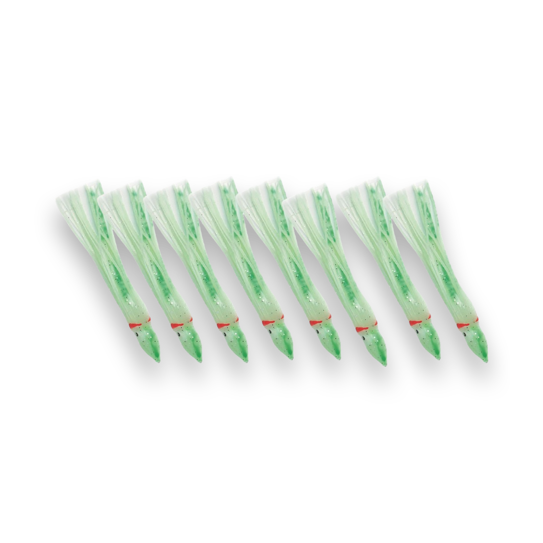 P-Line Sunrise Squid 2.5" 8-pack Glow Green Dot