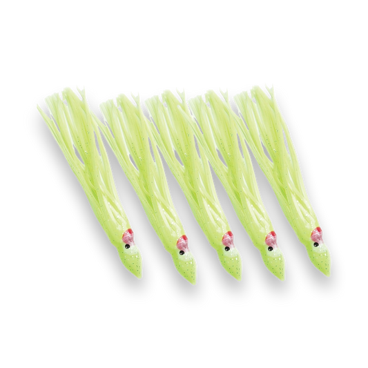 P-Line Sunrise Squid 4.5" 5-pack Chartreuse