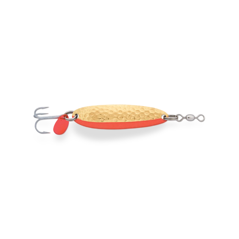 Luhr Jensen Krocodile Spoon Hammered Brass Fire Side Stripe 0034