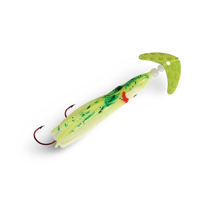 Macks Cha Cha Kokanee Spinner Chartreuse Scale Chartreuse Splatter Glow