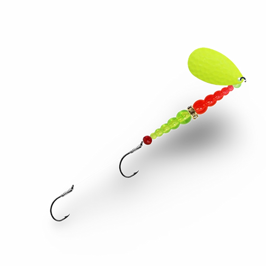 Macks Double Whammy Spinner Chartreuse Flo Orange Flo Chart