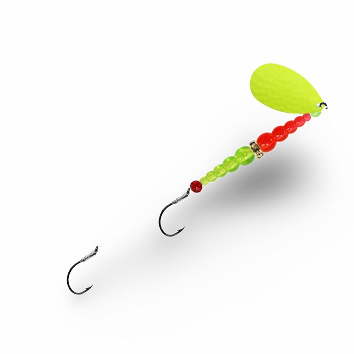Macks Double Whammy Spinner Chartreuse Flo Orange Flo Chart