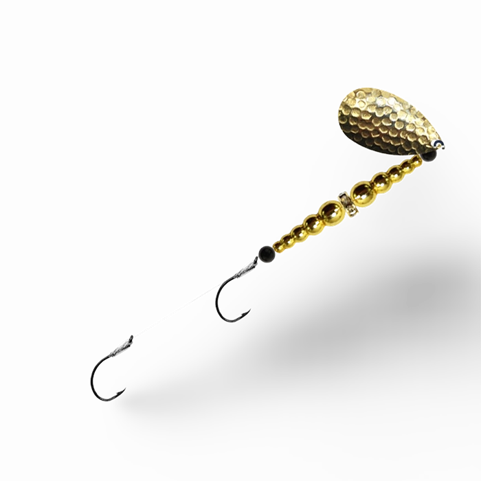 Macks Double Whammy Spinner Hammered Brass Gold