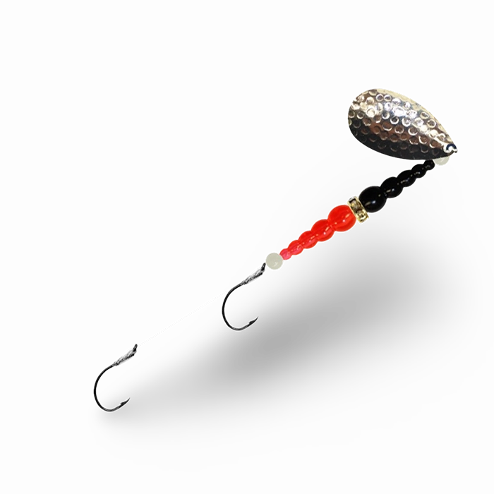 Macks Double Whammy Spinner Hammered Nickel Black Flo Orange