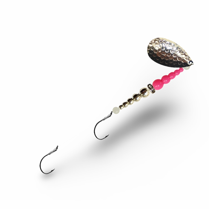 Macks Double Whammy Spinner Hammered Nickel Hot Pink Chrome