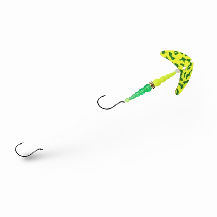 Macks Double Whammy Walleye Chart Green Tiger Yellow Chart Flo Green