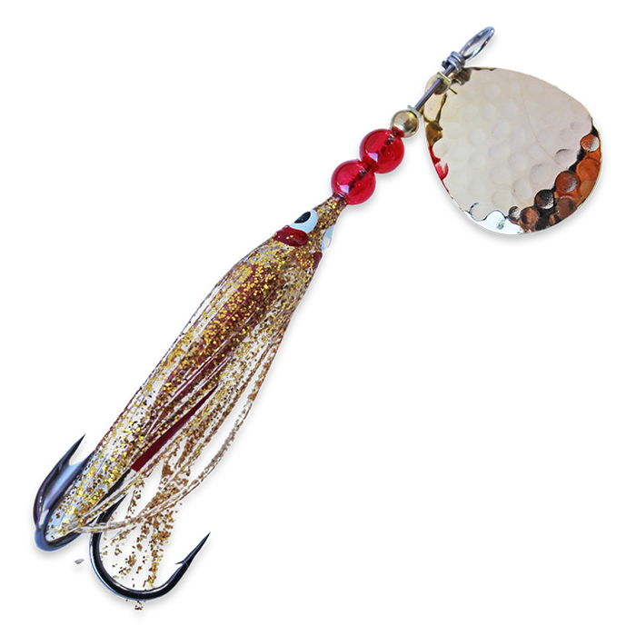 McOmies Mini Colorado Spinner Hoochie 24k Gold Hammered