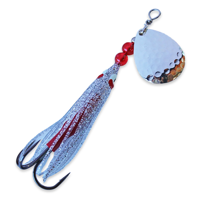 McOmies Mini Colorado Spinner Hoochie Silver Hammered