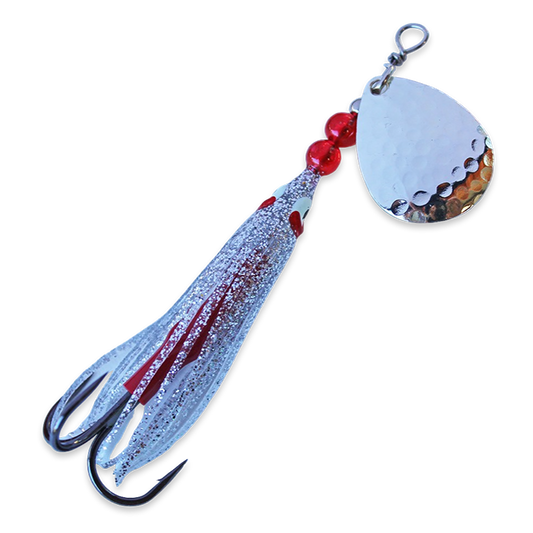 McOmies Mini Colorado Spinner Hoochie Silver Hammered