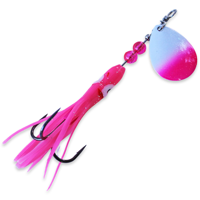 McOmies Mini Colorado Spinner Hoochie UV Pink Pearl