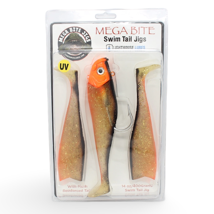 Mega Bite Swim Tail Jigs 14 ounce UV Rum and Coke