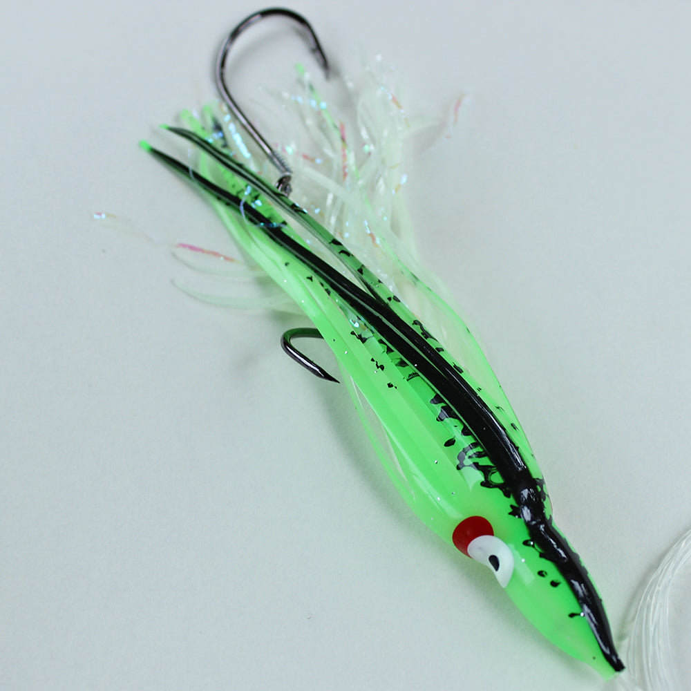 Salmon Trolling Rig - Gold Star Glow Green Black Spatterback OG158R