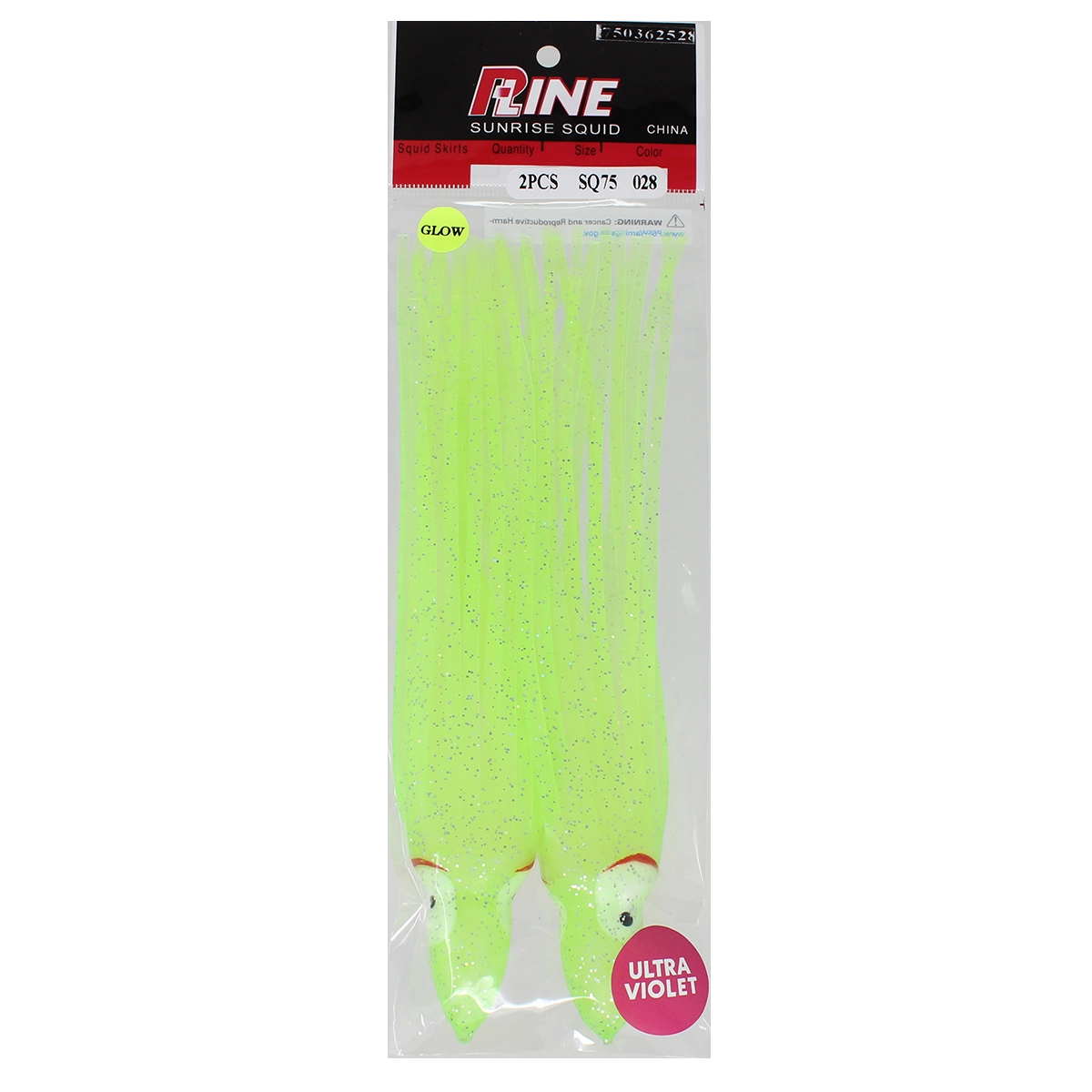P-Line Sunrise Squid 7-5 Inches Chartreuse
