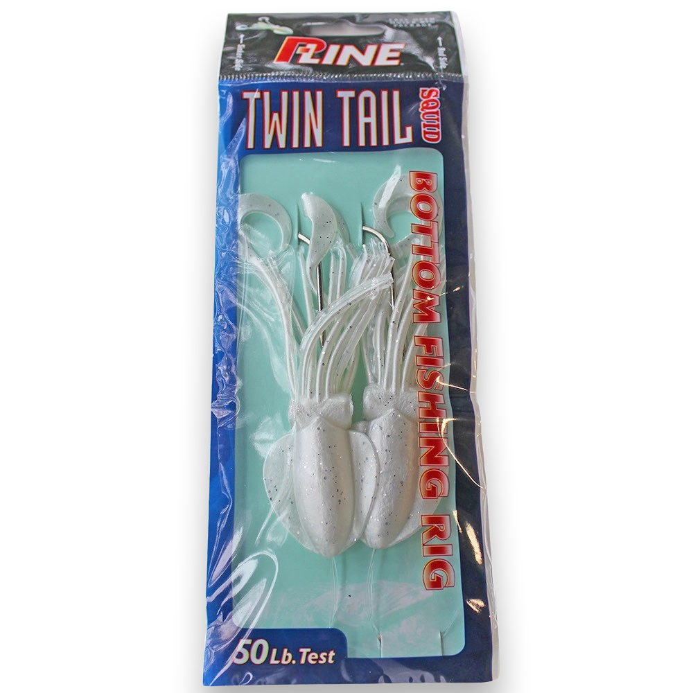 P-Line Twin Tail Squid Rig Pearl White