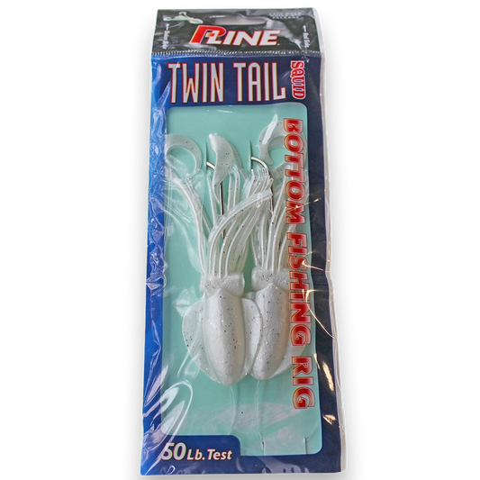 P-Line Twin Tail Squid Rig Pearl White