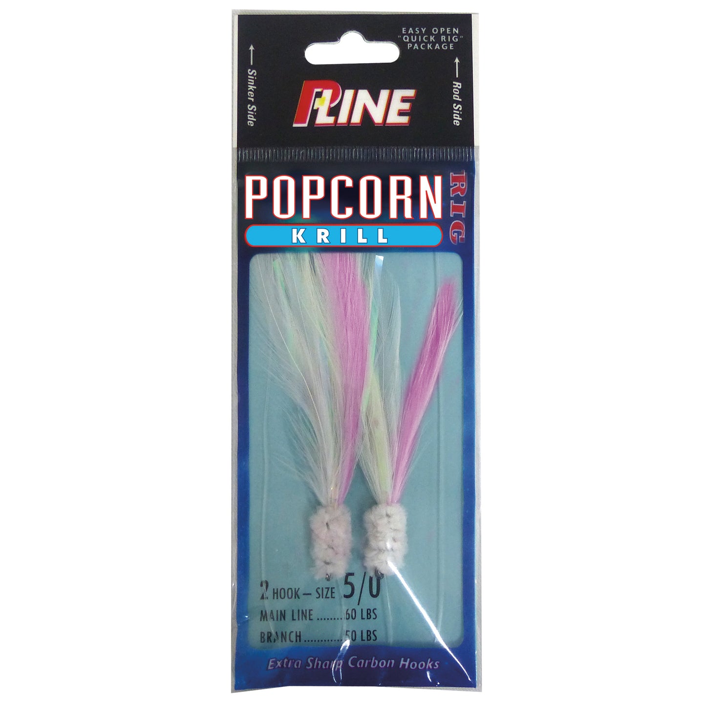 P-Line Popcorn Krill 2-Hook 5/0 Bottomfish Rig Pink White