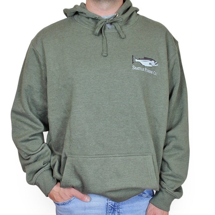 Seattle Fishing Co Hooded Sweatshirt Heather Olive