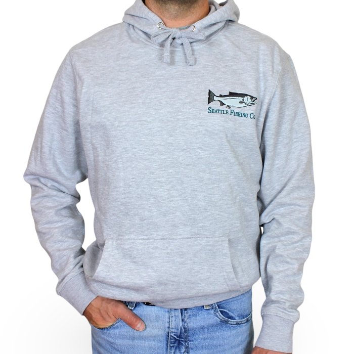 Seattle Fishing Co Hooded Sweatshirt Lt Heather Grey