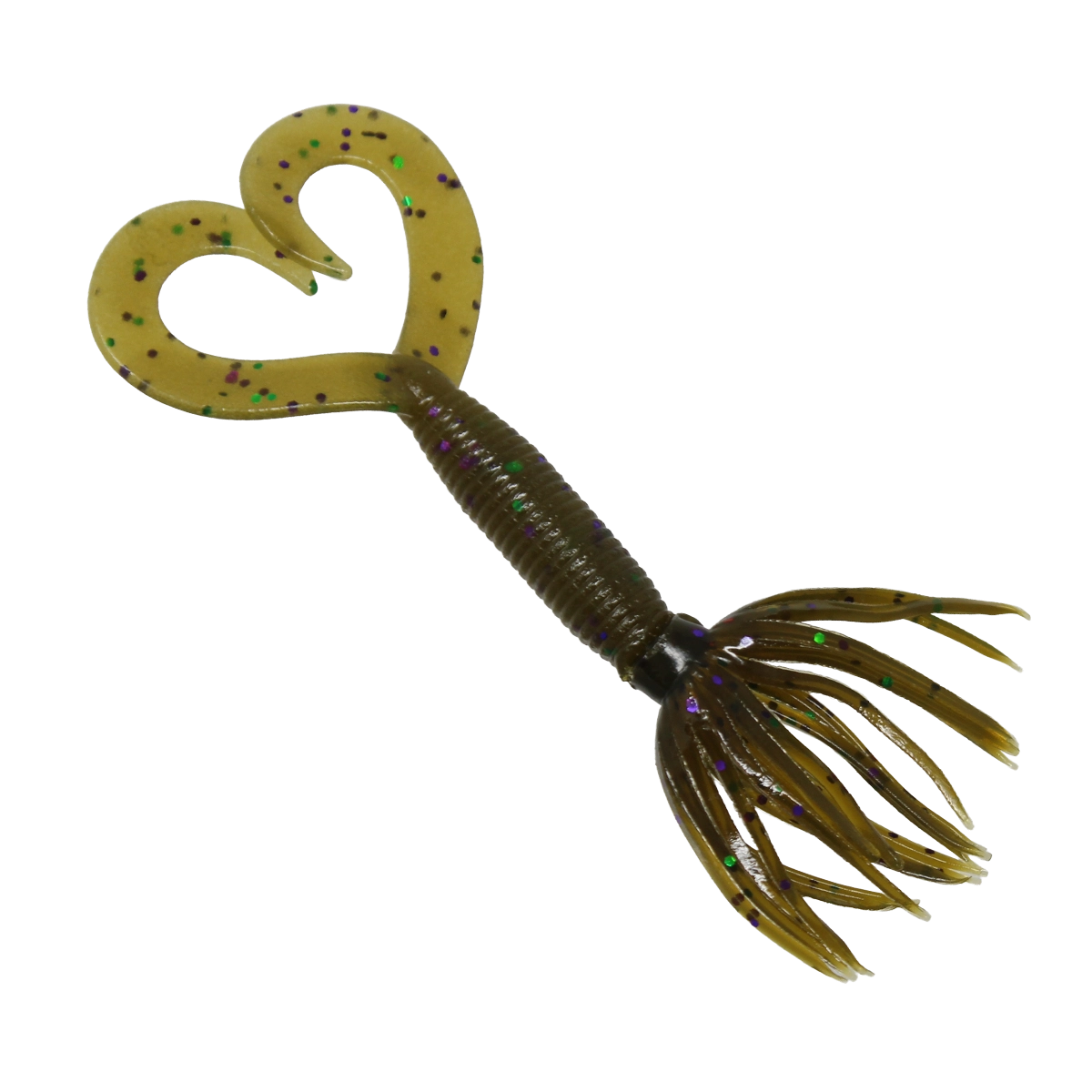 Yamamoto Baits 4in DT Hula Grub 301 Green Pumpkin Green Purple Flake