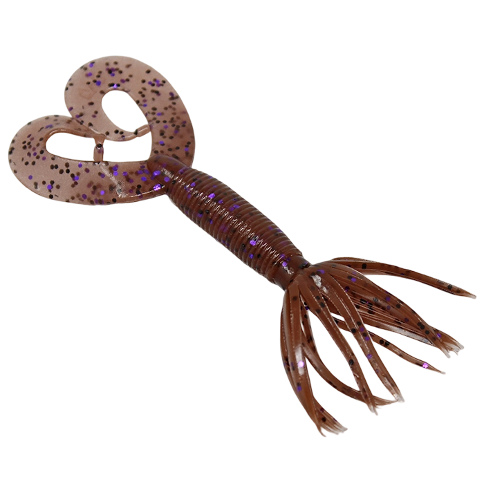 Yamamoto Double Tail Hula Grub 5 Cinnamon Black Purple Flake