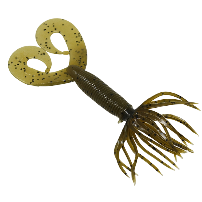 Yamamoto Double Tail Hula Grub 5 Green Pumpkin Black Flake