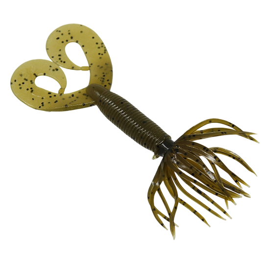 Yamamoto Double Tail Hula Grub 5 Green Pumpkin Black Flake