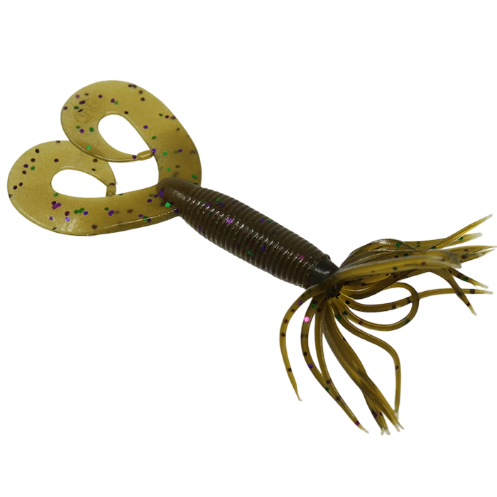 Yamamoto Double Tail Hula Grub 5 Green Pumpkin Green Purple Flake