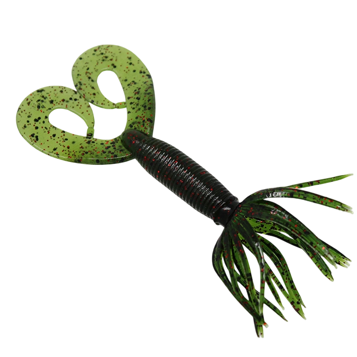 Yamamoto Double Tail Hula Grub 5 Watermelon Black Red Flake