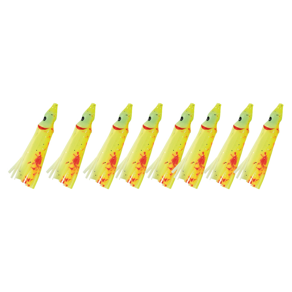 P-Line Sunrise Squid 1.5" 8-pack Yellow & Orange Glow