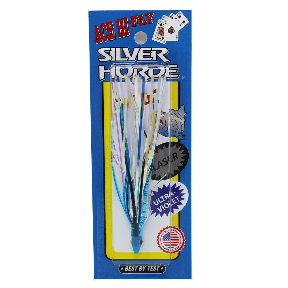 Silver Horde Ace Hi Fly Needlefish UV Blue Spatter Back 344