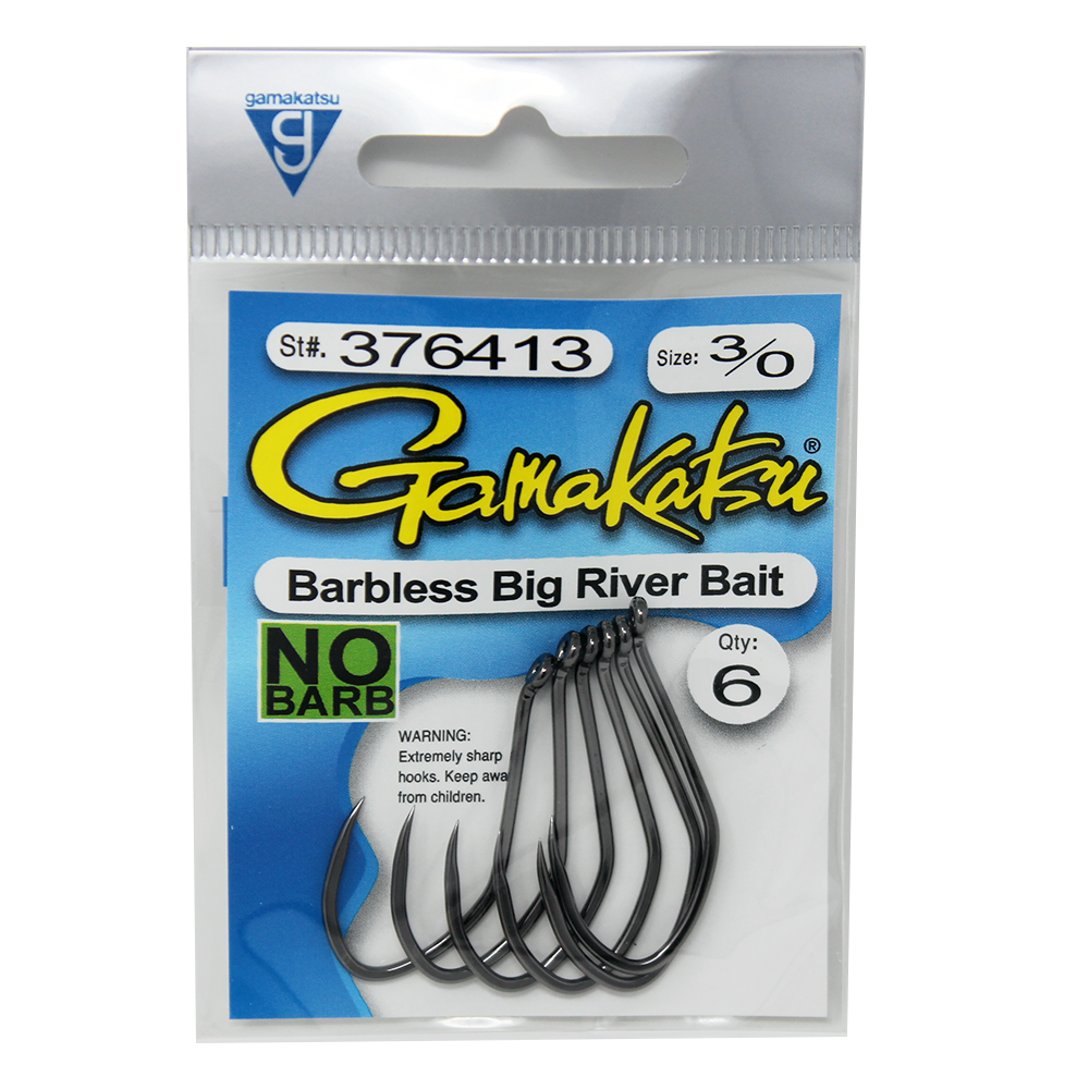 Gamakatsu Big River Bait Hook Barbless Black