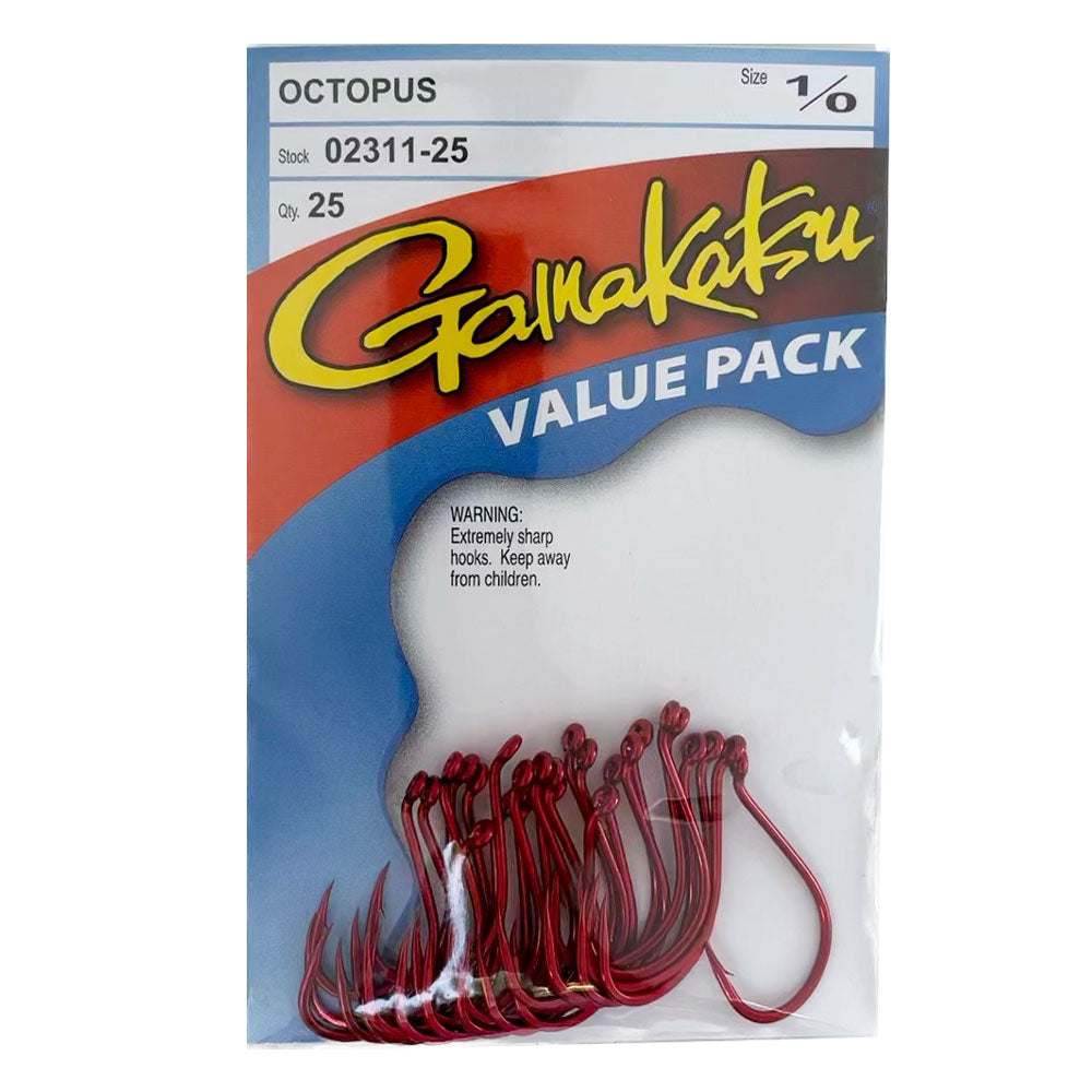 Gamakatsu Octopus Hook 25 Pack Red