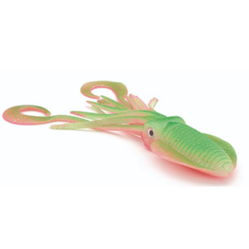 P-Line Twin Tail Squid Green Pink Glow - 4.5" to 9"